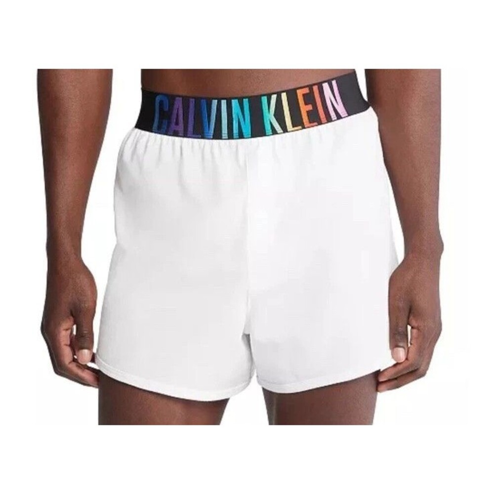 CALVIN KLEIN Sleepwear Mens XL White Sleep Shorts Rainbow Pride Logo